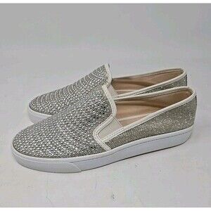 Inc Silver Stone & Stud Embellished SAMMEE2 Slip on Sneaker Shoe Sz 7.5 M